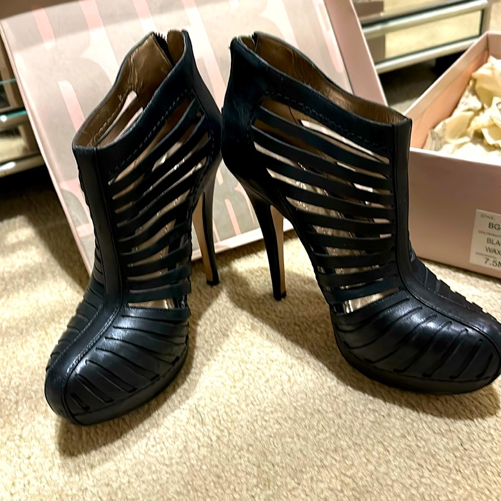 BCBGeneration Stiletto platform caged booties; worn once, great conditio…